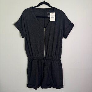 Victoria's Secret PINK Dreamr X Dark Gray Zip Front Romper Size Large NEW!!!